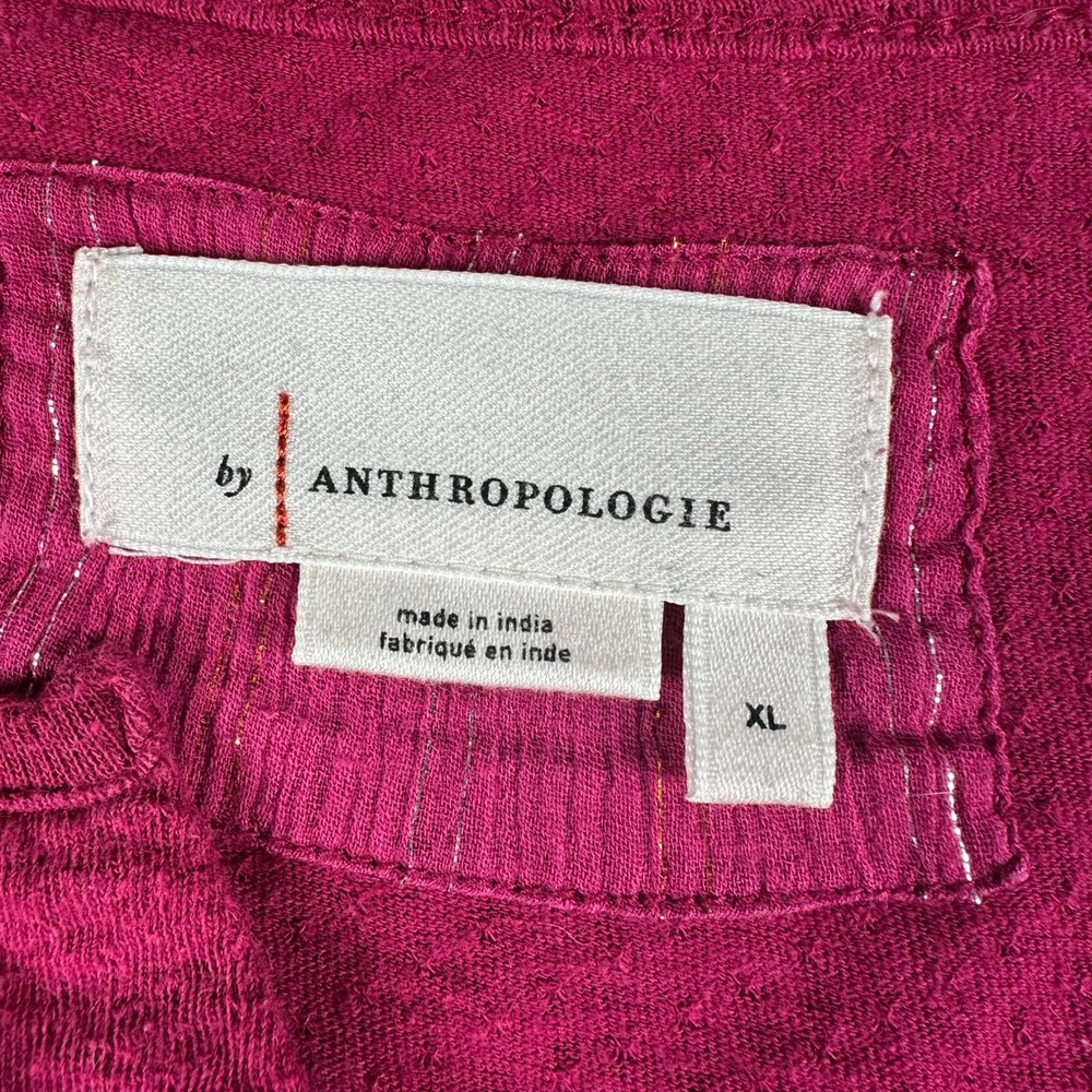 Anthropologie Caroline Ruffled Babydoll Top Women XL‎ Magenta Boho Blouse Peplum - Picture 3 of 5